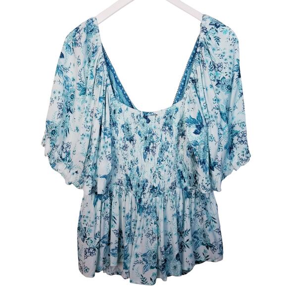 CITY CHIC Pretty Thing Top Seafoam Floral Cottagecore Blouse Size 18 - Picture 5 of 5